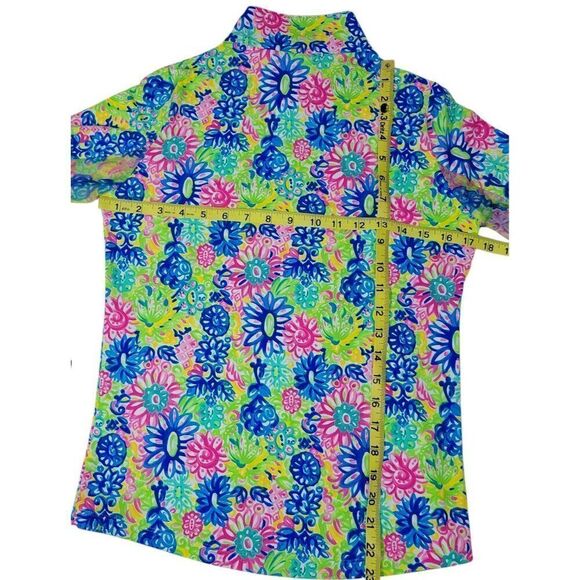 IBKUL Top Womens XS Long Sleeve Floral Mock Neck Zip UPF 50 Mesh Sleeve Golf NEW - Picture 12 of 13